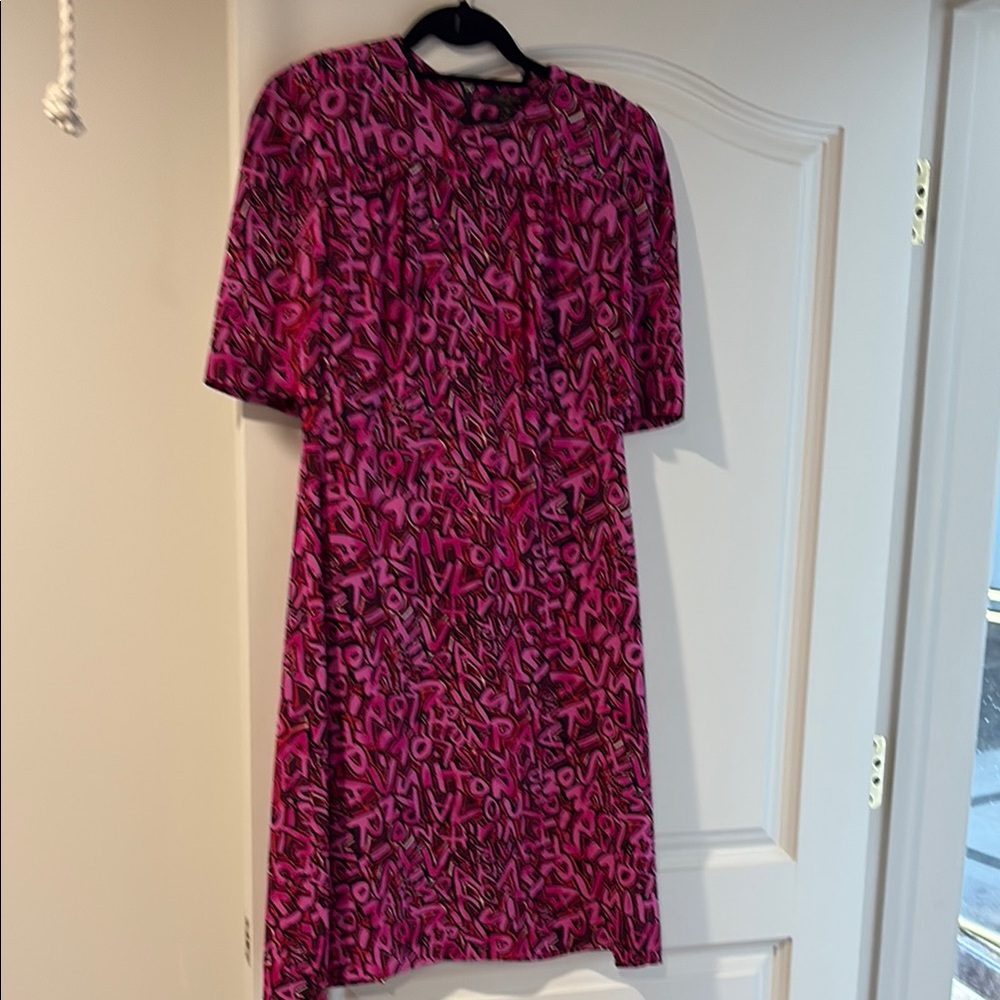 Louis Vuitton Pink Sheath Dress 3/4 Sleeve Crew Neck